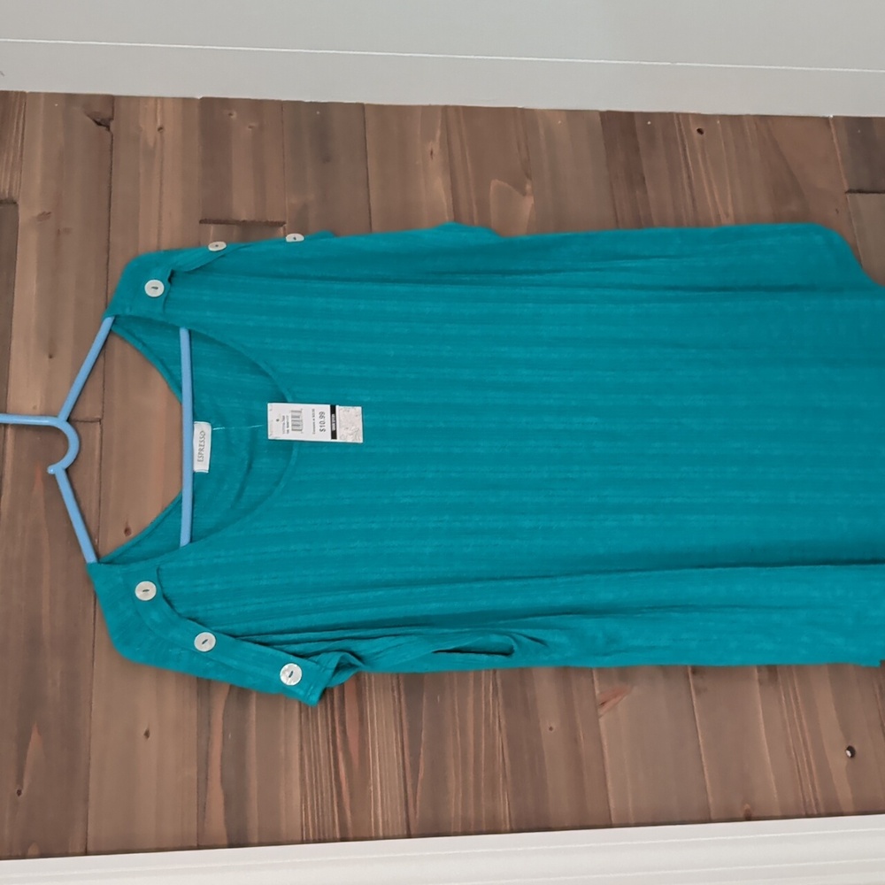 Espresso Turquoise Button-Detail Tank Top